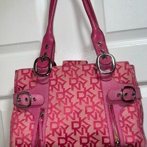 DKNY‎ Pink Monogrammed Shoulder Bag Tote Purse